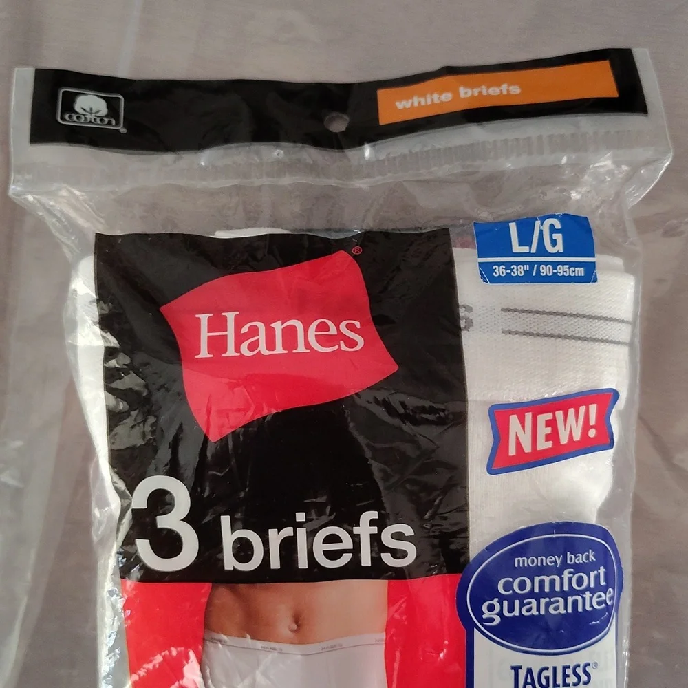 2010 Hanes White Comfort White Briefs Cotton L 36-38 - Picture 4 of 4